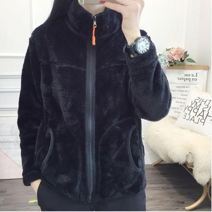 Autumn Winter Fashion Both Sides Wear Women Coat And Jackets Long Sleeve Warm Slim Fleece Clothes