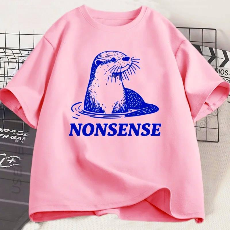 Otter Nonsense T-Shirt Funny Sea Otters Meme Tee Vintage Y2K Animal Humor Graphic T Shirts Women  Short Sleeve Tees