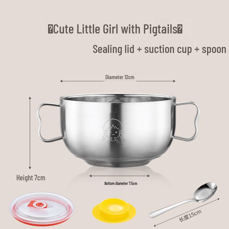 ZISIZ Kids Insulated Stainless Steel Bowl Set