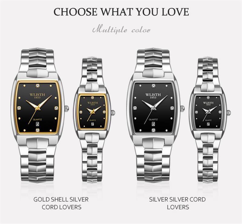 Relogio Masculino Wlisth Top Brand Gold Watch Men Square Men Watches Luxury Golden Quartz Stainless Steel Waterproof Wrist Watch