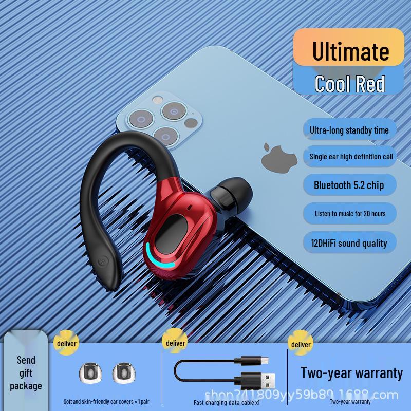 F8 Sports Ear-hook Wireless Bluetooth Headphones: Waterproof, Long Standby, Heavy Bass, Bluetooth 5.2