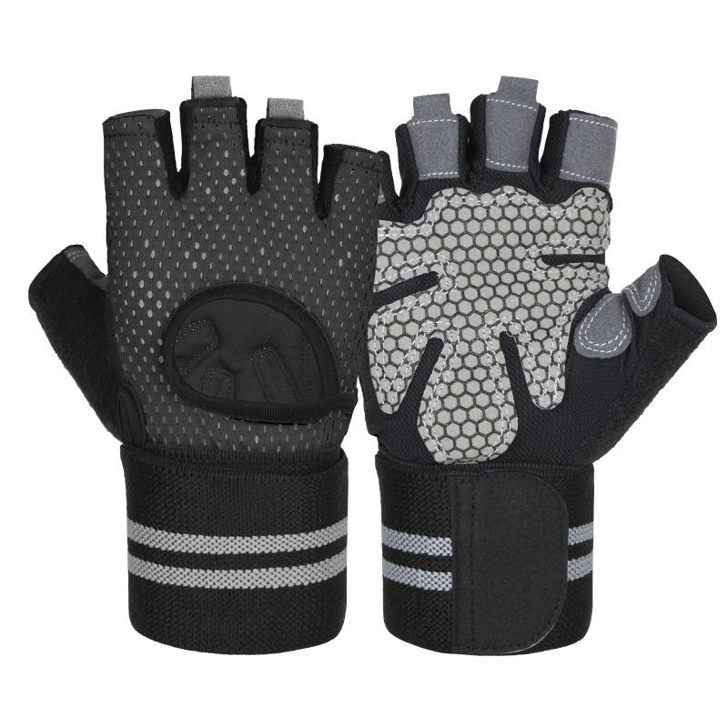 Fitness Gloves Anti Cocoon Wrist Protection Integrated Equipment Training Half Finger Iron Rolling Strength Training Sports Gloves S