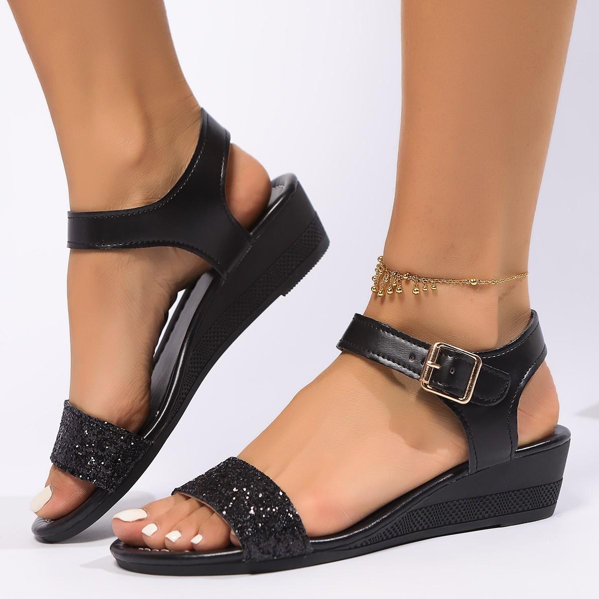 

Fashion Shoes Female 2025 Plus Size Open Toe Women s Sandals Fashion Office Sandals Women Round Toe Buckle Strap Wedges Shoes Women 43