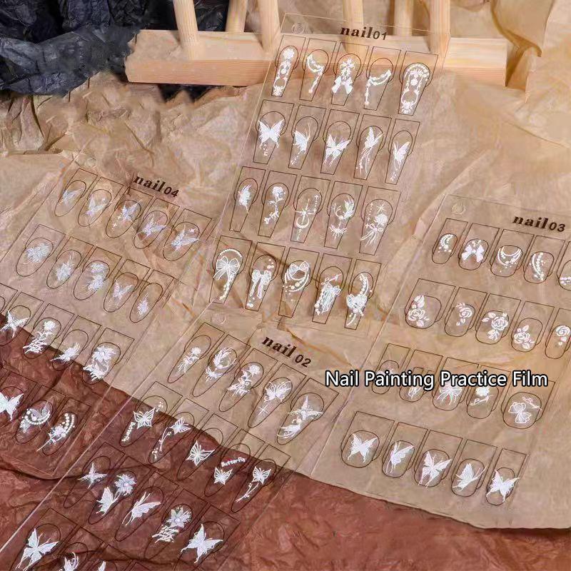 Wiederverwendbares Acryl Nail Art Malpapier Nail Art Übungs-Trainingsmatte Maniküre Blume Linienzeichnung Übungswerkzeug