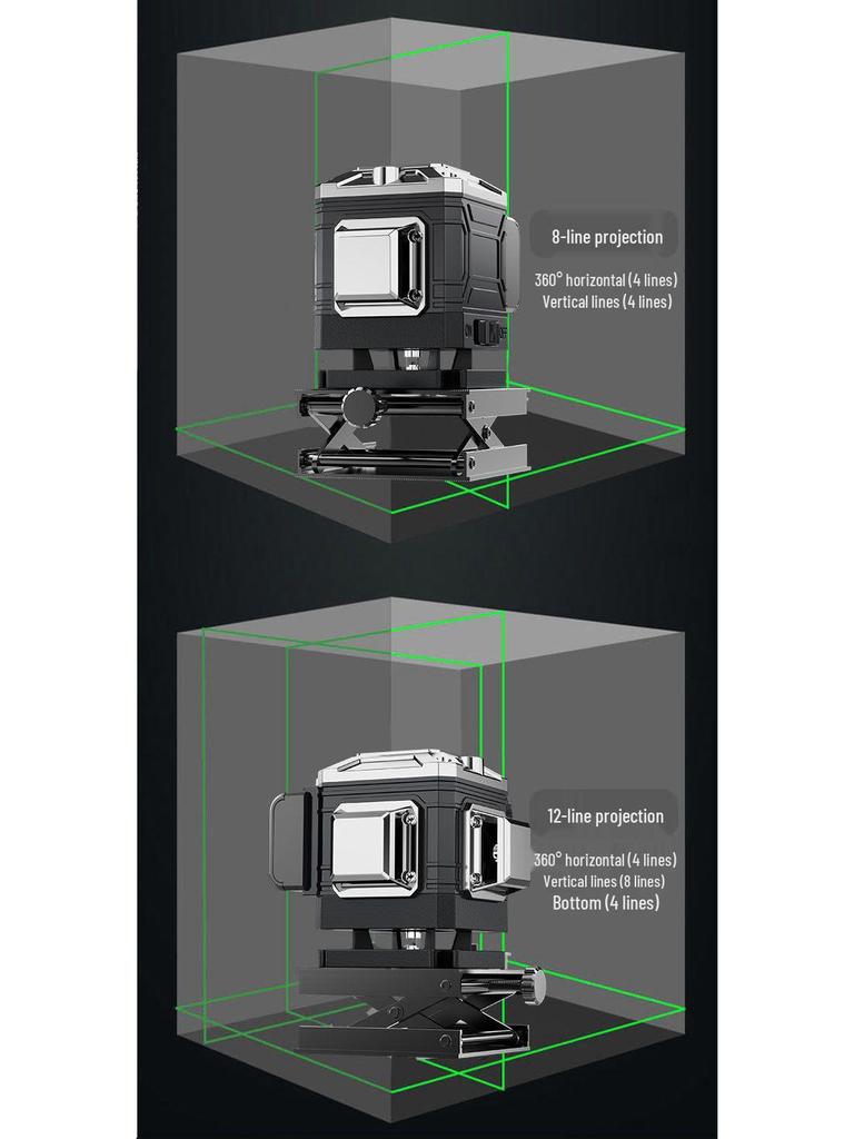 High-Precision 16-Line Green Laser Level with Automatic Projection for Walls and Ground