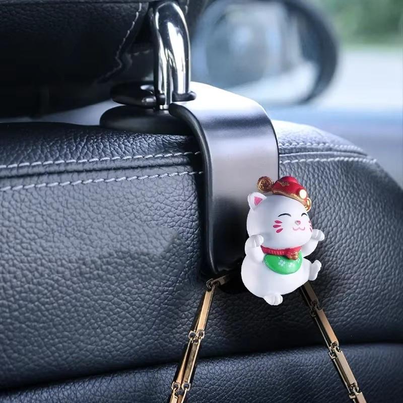 Car Seat Lucky Cat Back Hook Interior Supplies Car Seat Backrest Cutie Storage Car Accessories Decorative Adorns Creative Decor