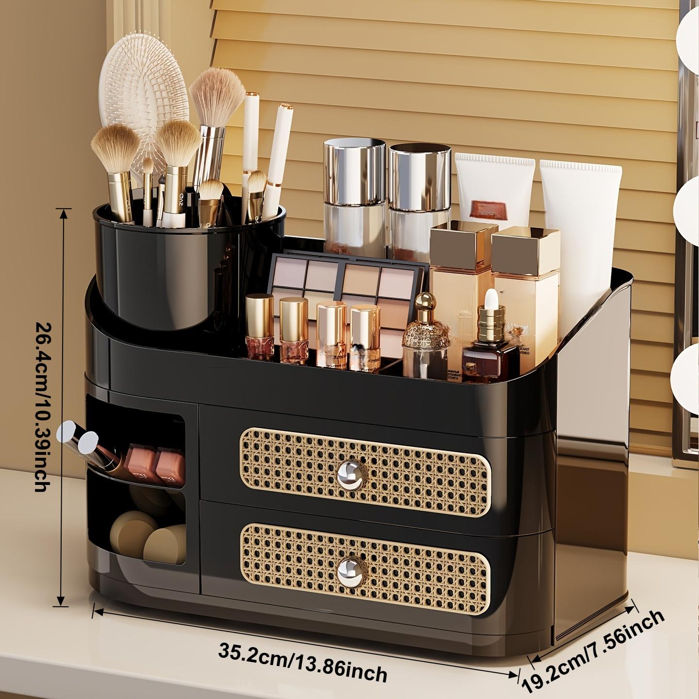

1pc Cosmetic Organizer with Drawers,Large Capacity Countertop Organizer,Suitable for Dressing Tables, Bathrooms,Bedroom Desktops чорний
