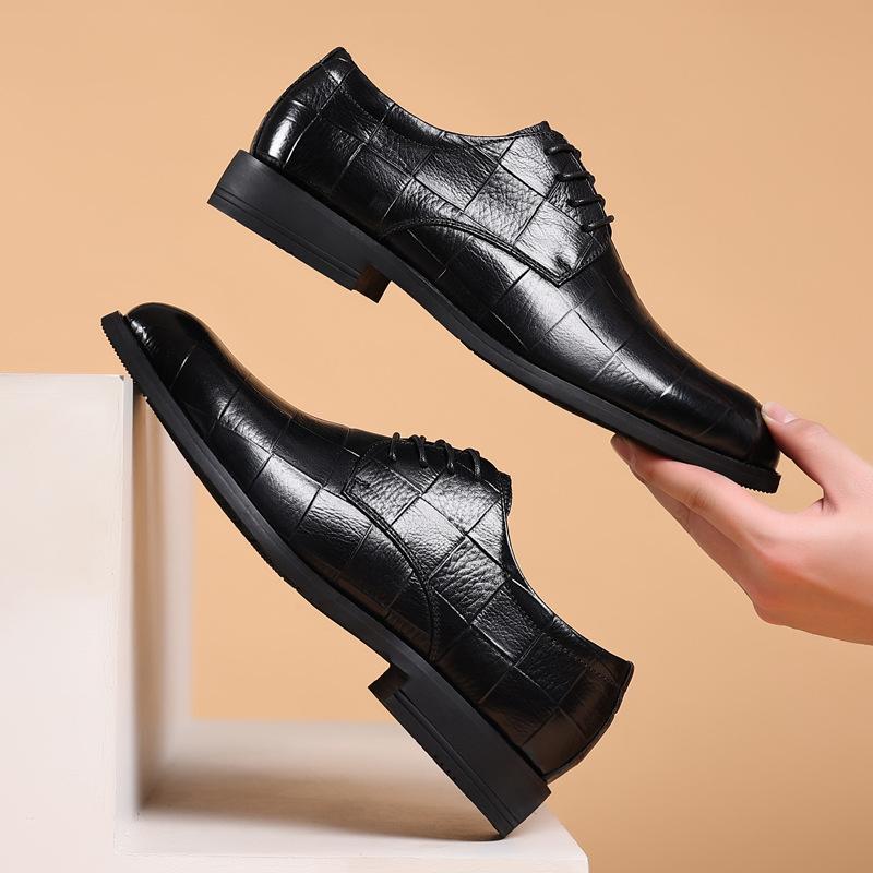 First Layer Cowhide Men'S Shoes Men'S Leather Shoes Leather Breathable Business Casual Shoes British Dress Single Shoes Work Shoes