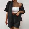 Cardigan Suit Summer Women's Casual Shirt Button Cardigan Top Shorts Suit Fashion Short Sleeve Top Shorts Suit