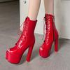 Women's high-heeled cool boots, sexy European and American style waterproof platform thick heel large size fish mouth shoes