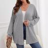 Brushed Solid Color Knit Plus Size Women's Coat - Autumn & Winter, Long-Sleeved, Loose Mid-Length