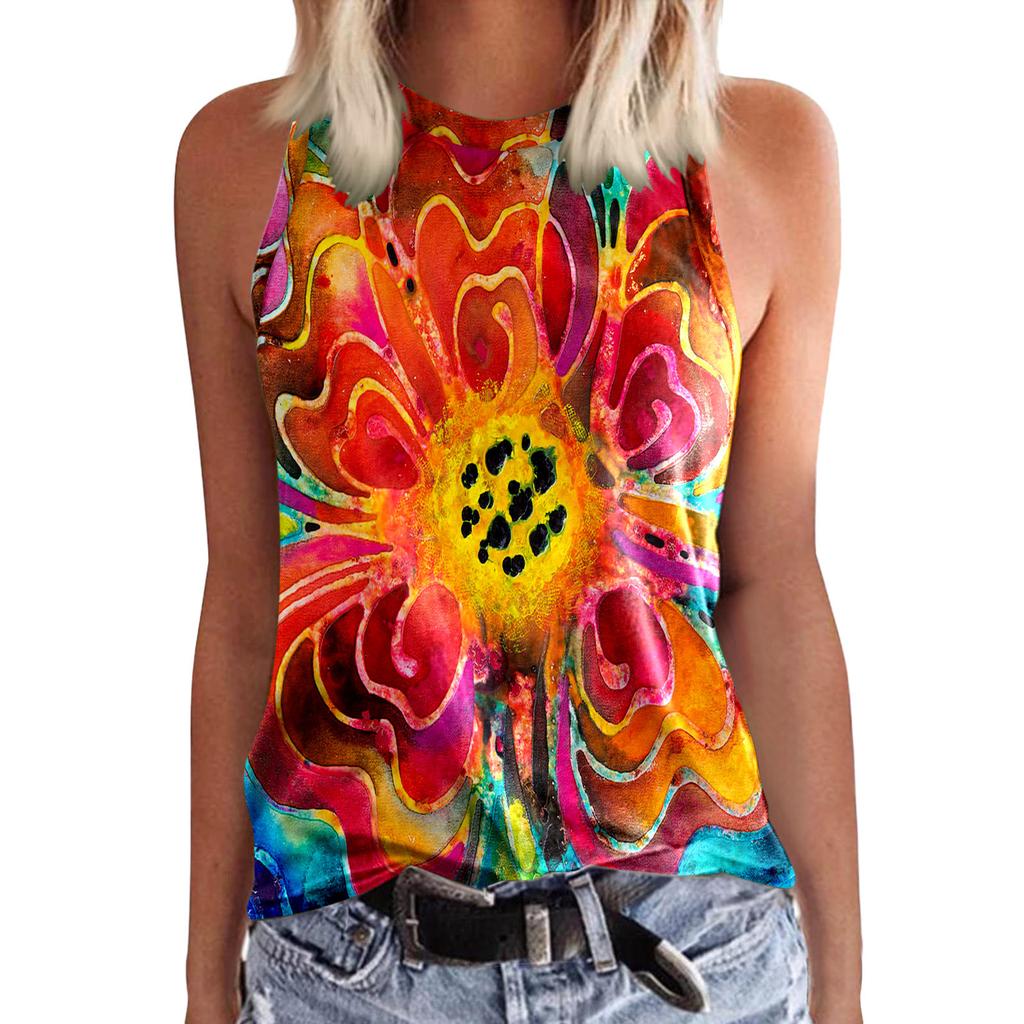 Flower Floral 3D Print Tank Top Summer Women Fashion Streetwear Y2k Tops Oversized Vest Off Shoulder Sleeveless Woman Camisole