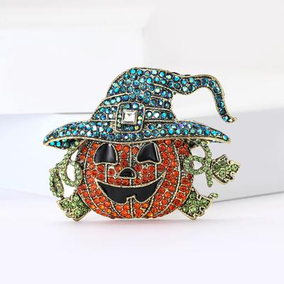 Kreative Legierung Strasssteine Großer Kürbis Zauberer Brosche Halloween Herren- und Damenanzug Pullover Korsage Ornament Anstecknadel