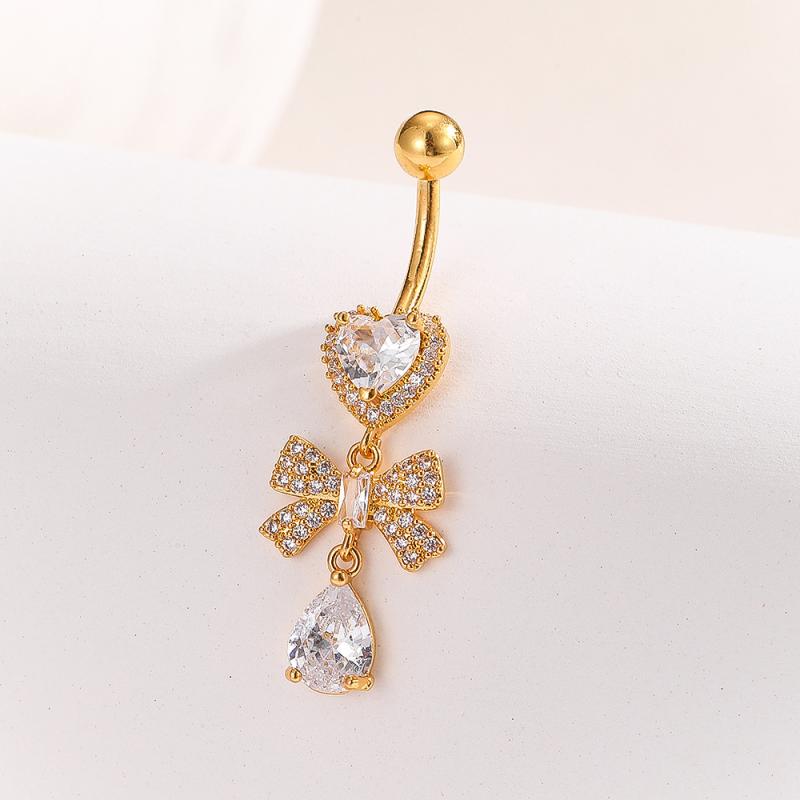 Fashion Zircon Butterfly Belly Button Rings Shiny Crystal Bow Navel Piercing For Women Girls Sexy Belly Ring Beach Jewelry Gifts