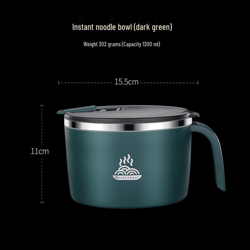 

ZISIZ Portable 304 Stainless Steel Soup/Noodle Bowl with Lid & Drainer