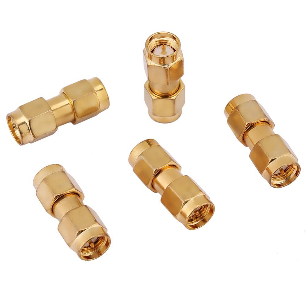 

5PCS Gold SMA Male Adapter Gold Plated Coaxial Connector Durable SMA Coupler Coaxial Systems 5PCS