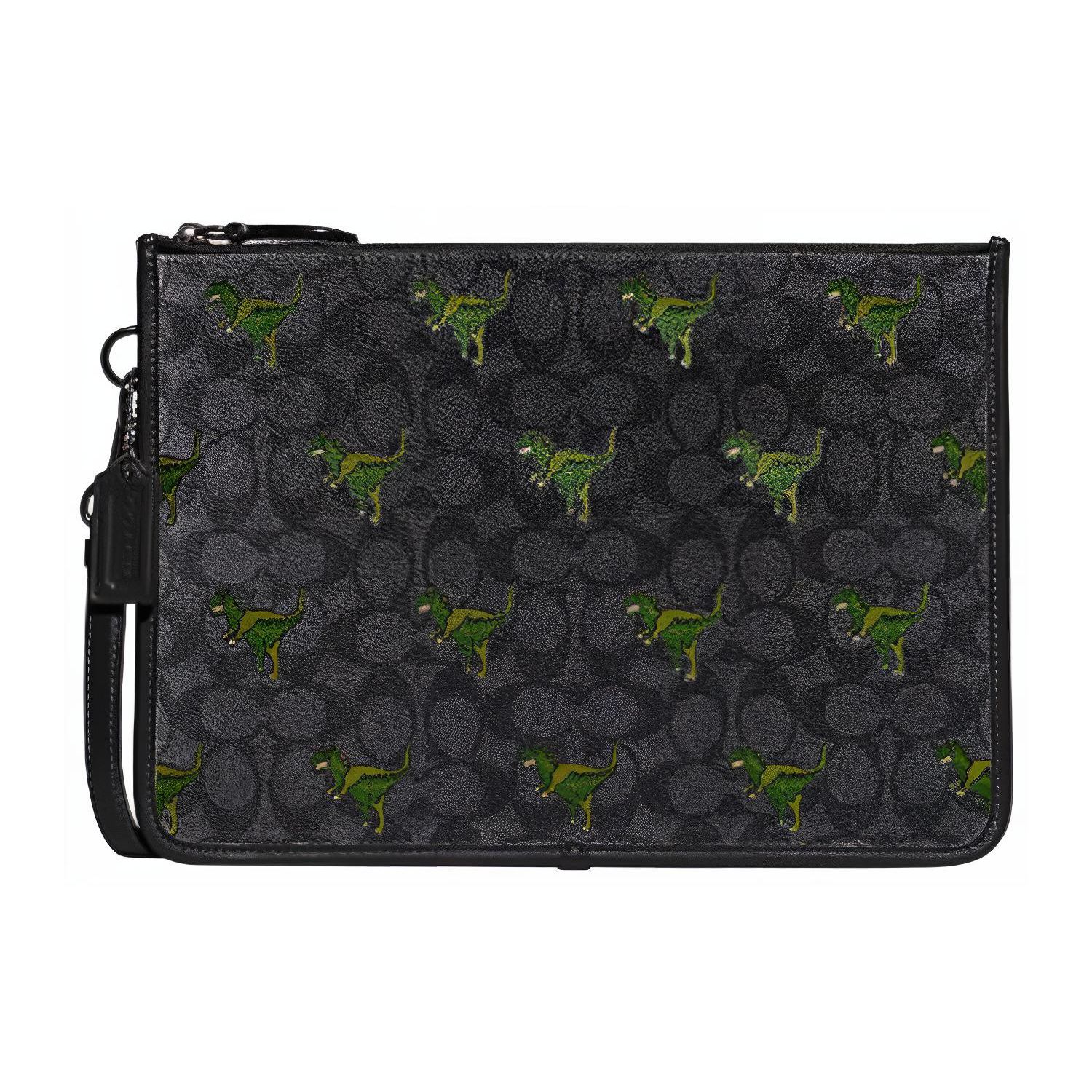 

Coach Charter 30 Classic Monogram Print Zipper Closure Cartoon Dinosaur Print Coated Canvas Wristlet Clutch Large Men clutch Black CF063-MI5 Basic Set (Bag+Dust Bag)
