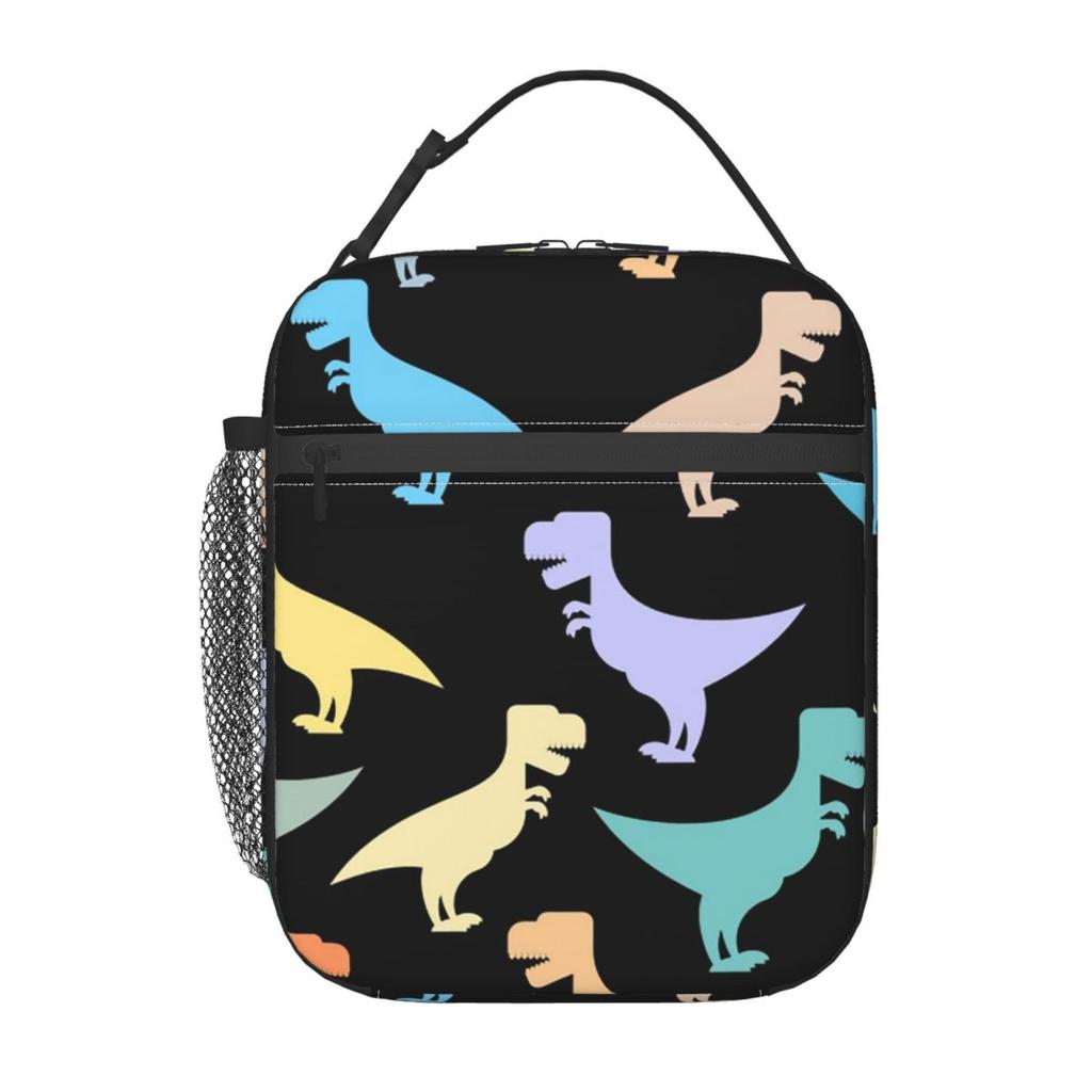 Cartoon Light Color Dinosaur Pattern Insulated Lunch Bag for Women Kids Portable Food Boxes Thermal Lunch Box Tote