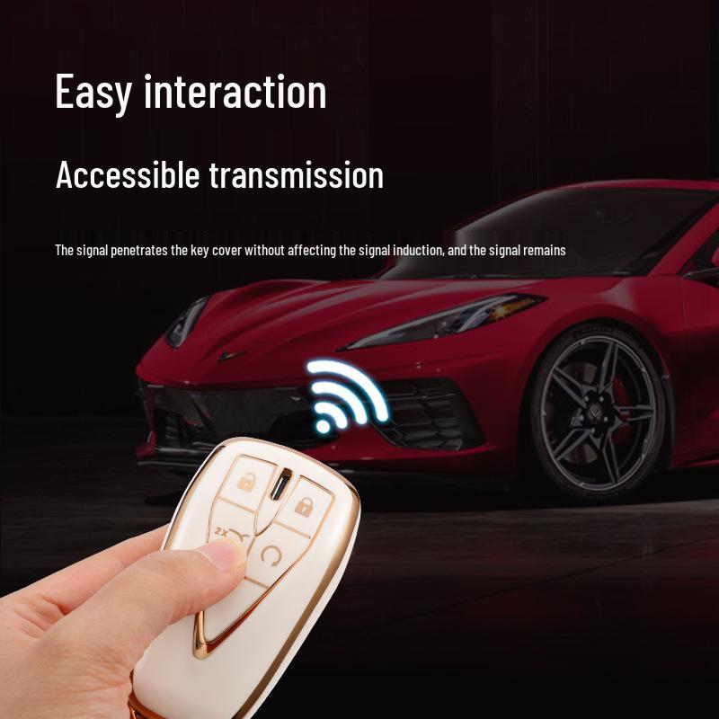 Changan Car Key Case for CS75: Gold-Edged Oshan TPU Key Cover