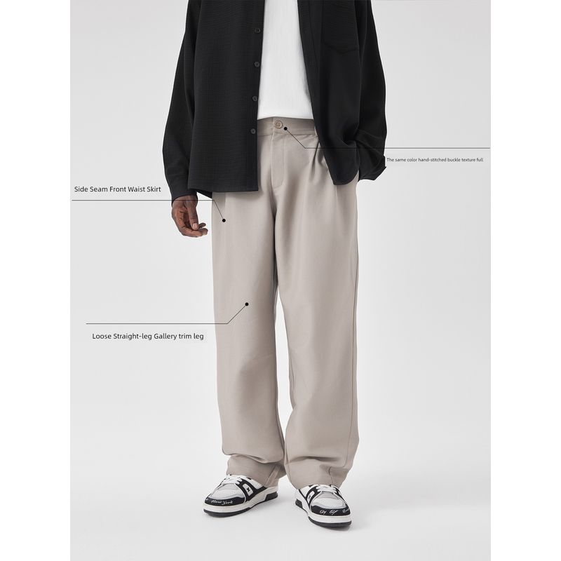 Bodydream New Loose Straight-Leg Casual Trousers, High-End Versatile Long Pants, Autumn Wide-Leg Suit Pants