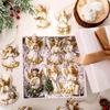 12Pcs Handcrafted Victoria Angel Ornament Set Wooden Christmas Decorations New Xmas Tree Pendant