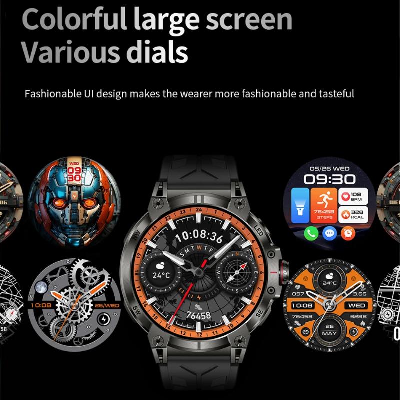 2025 Νέο Στρατιωτικό Έξυπνο Ρολόι Ανδρών 760mAh Μεγάλη Μπαταρία Φακός LED Πυξίδα 1.8"HD Οθόνη Καρδιακός παλμός Αδιάβροχο BT Κλήση Έξυπνο Ρολόι