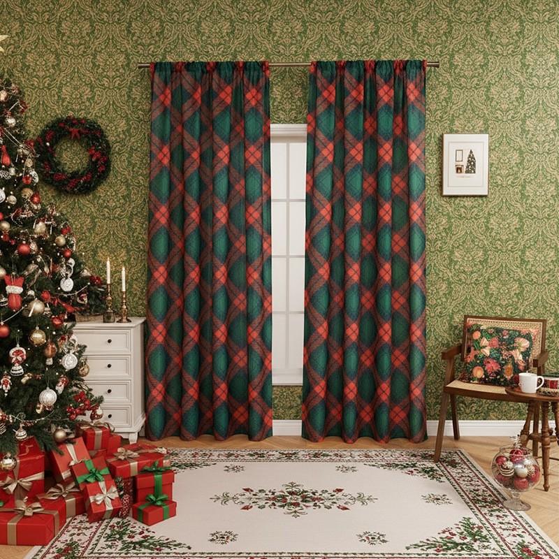 American Style Christmas Curtains Red Print Blackout Window Panels Home Decor 140x100cm 140x160cm 140x220cm