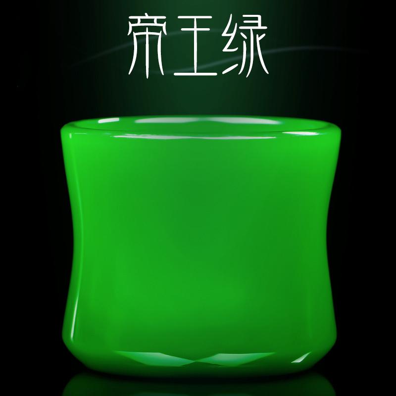 Tazza da tè in vetro verde imperatore Cha Wan Porcellana di giada Tazza da maestro Giuntura di bambù Tazza da tè Cinese Tazza da tè squisita in giada