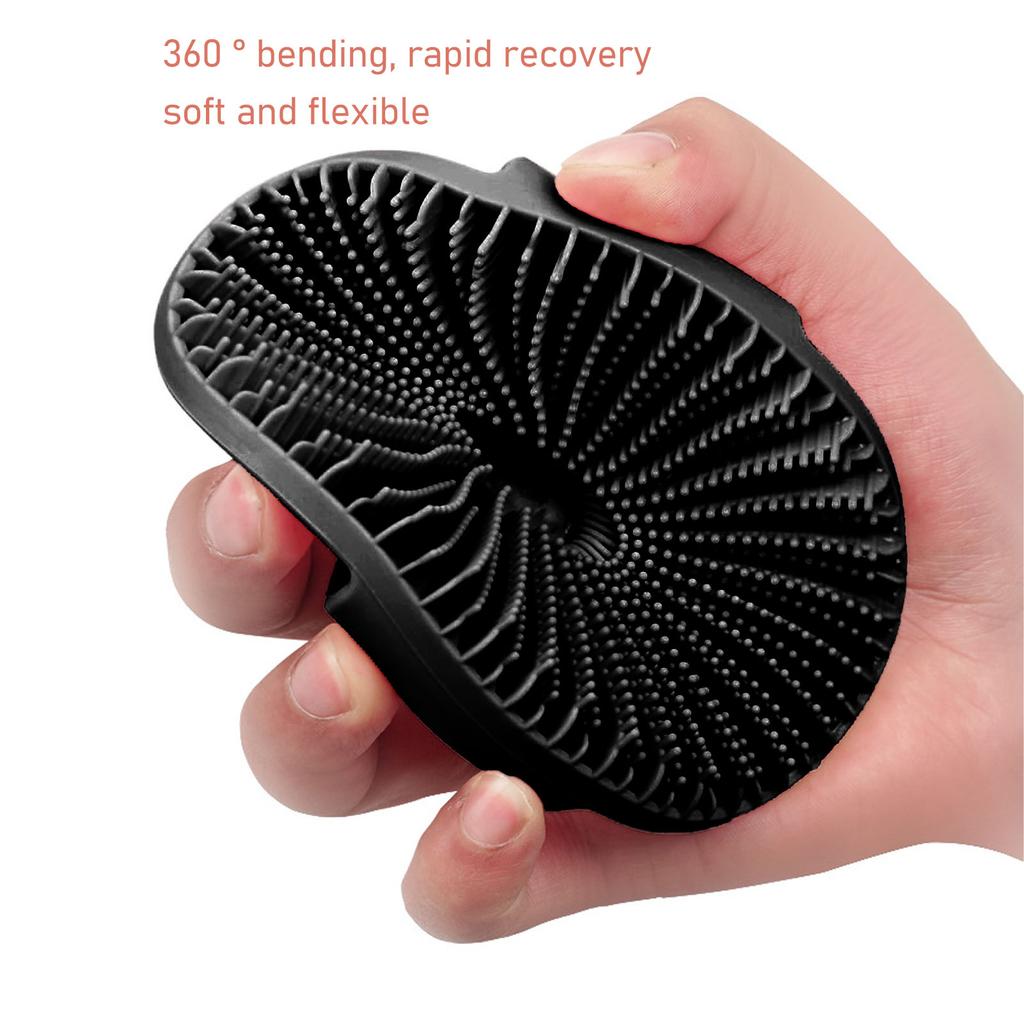 Silicone Bath Body Brush Gentle Exfoliating Body Scrubber Multi Functional Black Round Bathing Brush Facial Cleansing Brus