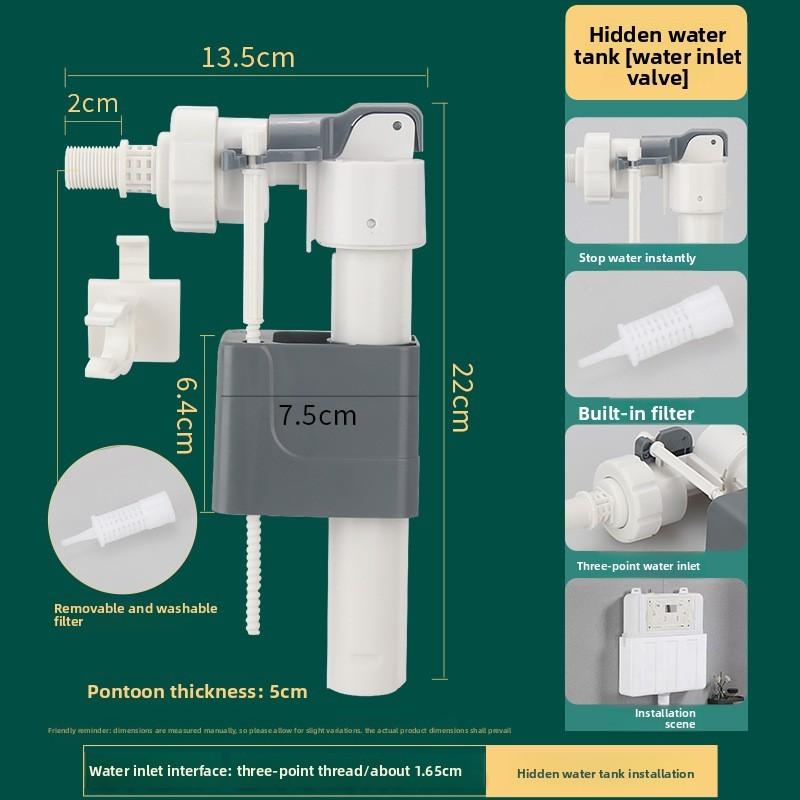 Modern Minimalist Concealed Water Tank Inlet Valve With Installation Fittings For Wallhung Toilets