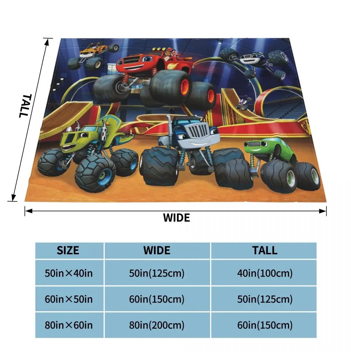 Одеяло с героями мультфильмов «Пламя и монстр-машины», фланелевое теплое одеяло для гонок с кондиционером, диваном, автомобилем, плюшевое тонкое одеяло 30x40in