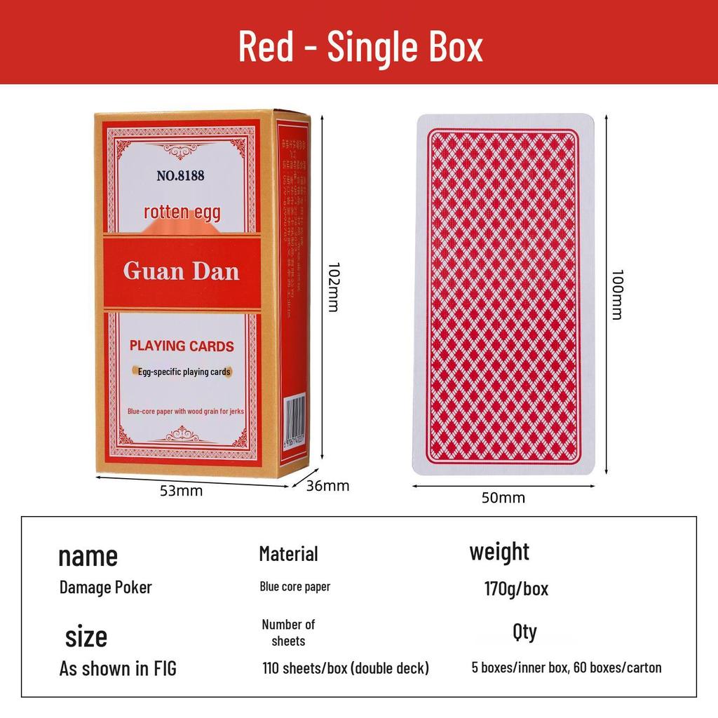 Guan Dan Premium Poker Playing Cards - Thickened, Hardened with High-End Linen Finish, Blue Core Paper, Full Case of 100 Decks.