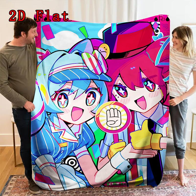 Miku and Teto 2D Flat Pattern Flannel Blanket High Quality All Seasons Warmth and Comfort Perfect for Christmas Gifts.DMT0925235