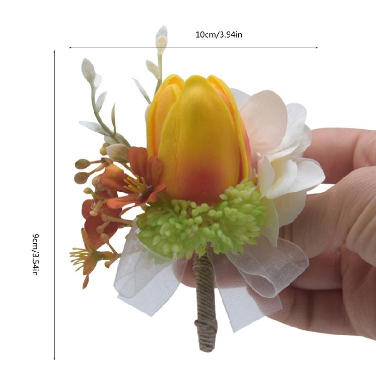 4Pieces Bride and Groom Boutonniere Wedding Dress Corsage Decorations Proms Suit Decorations for Wedding Ceremony