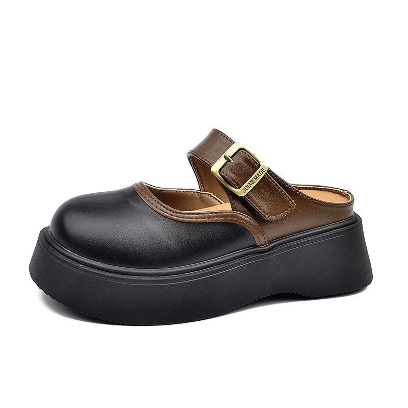 Thick-soled bag head half slippers women's 2025 new outer wear spring versatile foreign style design sense fashion one-pedal women's shoes