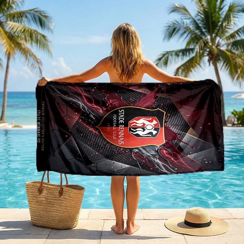 Stade Rennais FC Stampa Asciugatura Rapida Telo da Spiaggia Microfibra Assorbente Portatile da Viaggio Asciugamano da Nuoto