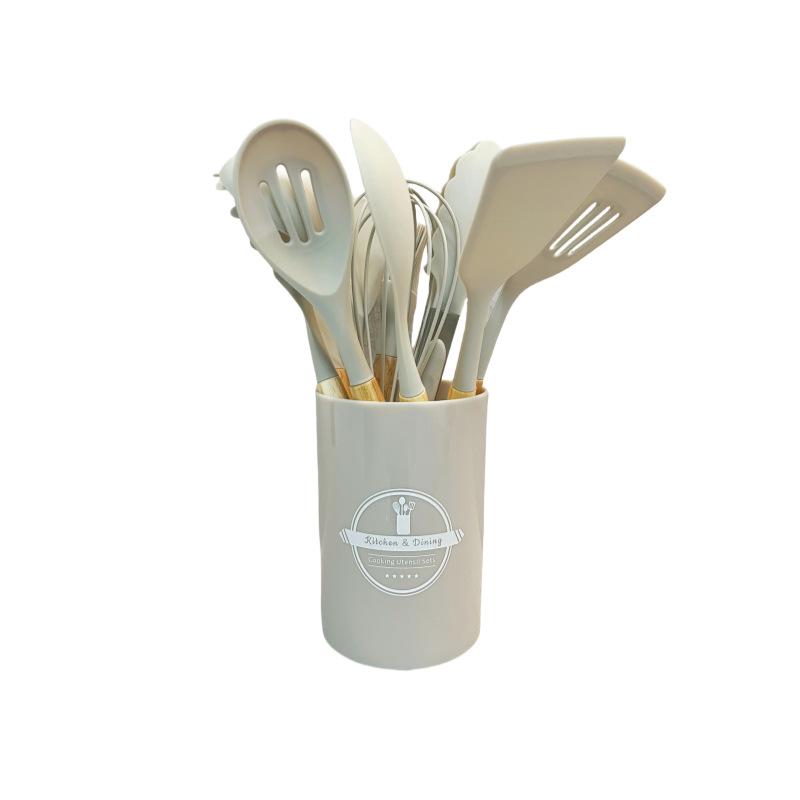 2025 New Light Edition Silicone Cooking Shovel Food Grade Spoon 12-piece Set 550g Silicone Kitchenware Set