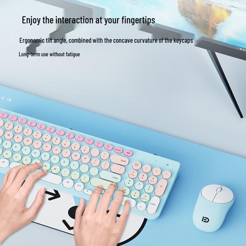 Fude IK6632 Wireless Retro Keyboard and Mouse Combo