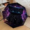 1 Stück Schwarze Katze Fantasy Automatisches Öffnen/Schließen Regenschirm Kompakter Faltregenschirm mit 8-Speichen-Gestell leichtes Design, Hochwertiger Stoff1193A
