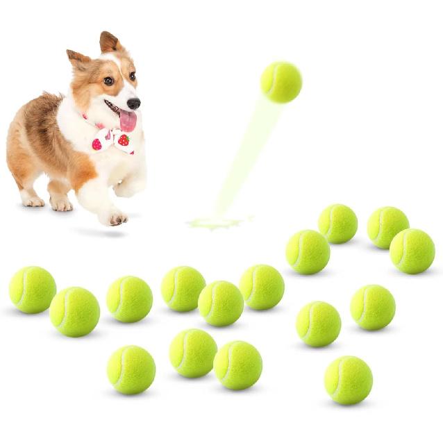 SOCO 16 Pack Small Tennis Balls for Pet Playing Fecth, 2 Inch Dog Training Tennis Balls for Mini Size Dogs, Interactive Dog Playing Balls Fits All 2