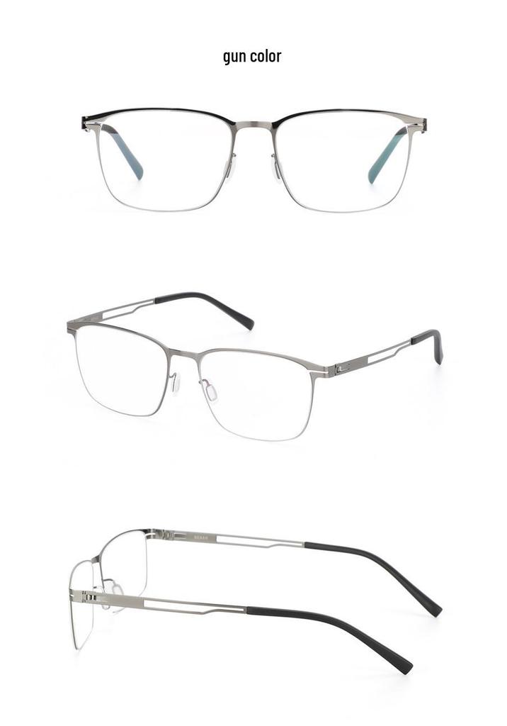 Ultra-Light Men's Myopia Glasses Frame - No-Screw, Large Size, Personalized Thin Steel