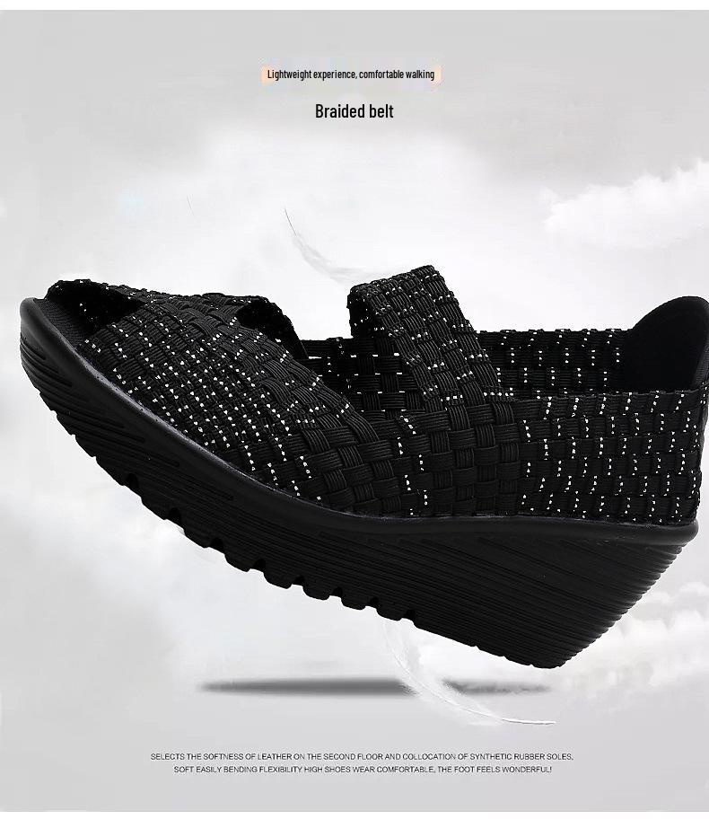 2022 Women's Hand-Woven Slip-On Shoes: Casual, Breathable, Fashionable & Height-Increasing