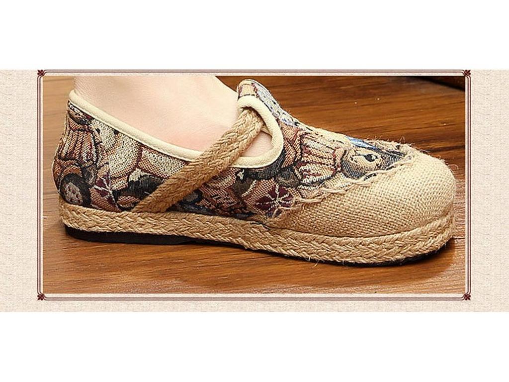 2025 Ethnic Style Women's Non-Slip Cotton Linen Shoes - Comfortable, Breathable, Easy-to-Match Teddy Bear Print.
