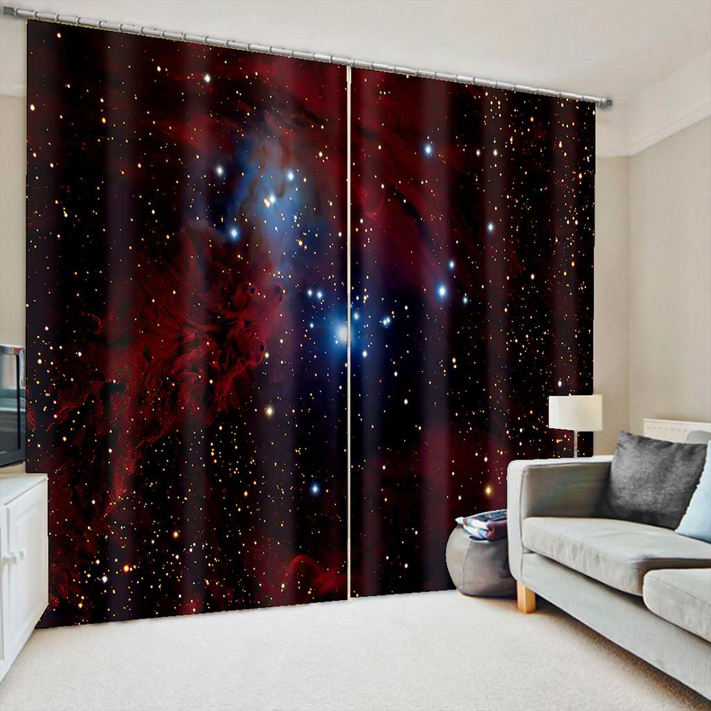 Moon Shiny Star Night Sky Nature Senery Window Panel Drapes Blinds For Children Bedroom Space Living Room Bathroom Kicthen Door Home Decor