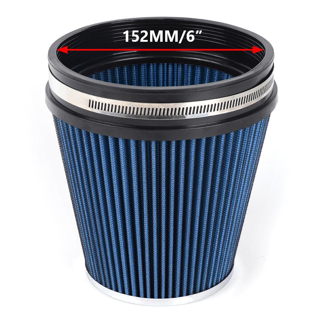 Universal 6 Inch 152mm Car High Flow Air Filters Replacement Cold Air Intake Sport Racing Washable Air Filters Auto Accessories