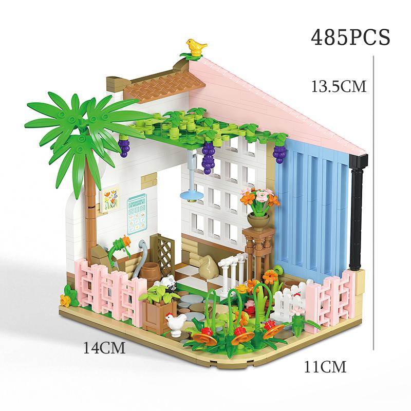 

500 шт., городские уличные строительные блоки, модель сборки своими руками, украшения со светодиодной подсветкой, развивающие детские игрушки, детский подарок на день рождения