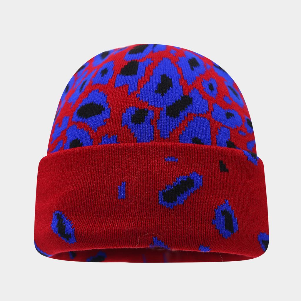 American autumn and winter personalized leopard print jacquard warm knitted hat for men and women outdoor versatile casual ear protection wool cold ha