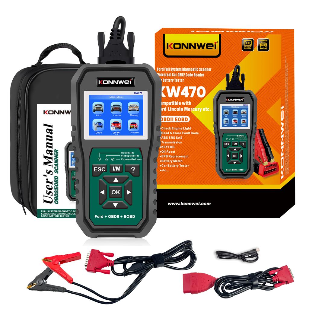 KONNWEI KW470 OBD2 полный системный сканер для F ord универсальный автомобильный считыватель кодов OBD 2 с тестером аккумулятора диагностический инструмент