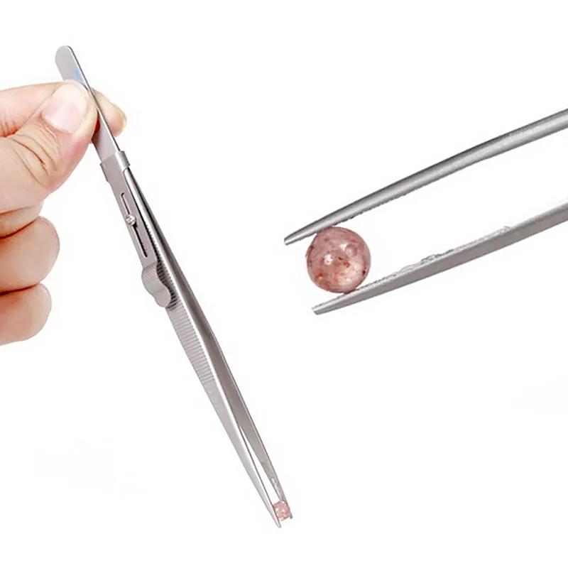 Jewelry Making Tool Tweezers Concave Groove Diamond Stainless Steel Adjustable Craft Tools For Jeweler