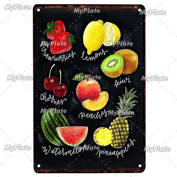 Italy Food Vintage Metal Sign Placă de tablă Vintage Bucătărie Placă Decor Home Wall Decor Bar Semn Home Decor Fructe Poster